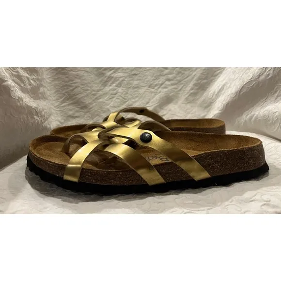 Birkenstock Betula Vinja Gold Thongs size 42 Slip on Sandals