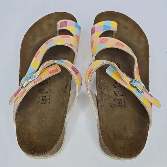 Birkenstock Birkis Lennox Plaid Birko Flor Sandals Size 9 Summer Fun 260 EU 40