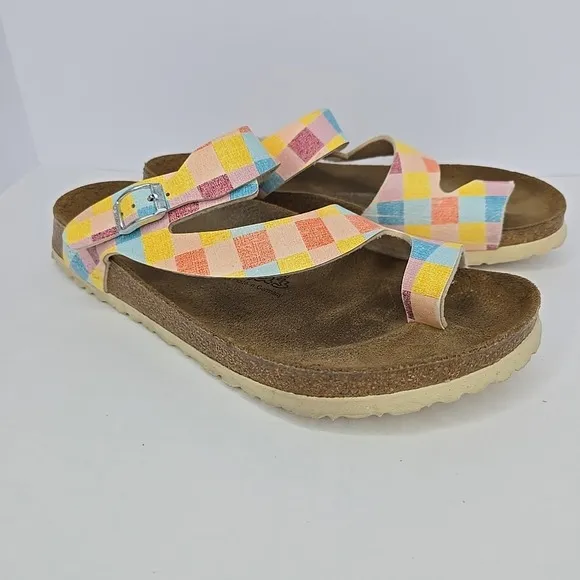 Birkenstock Birkis Lennox Plaid Birko Flor Sandals Size 9 Summer Fun 260 EU 40