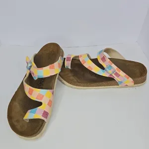 Birkenstock Birkis Lennox Plaid Birko Flor Sandals Size 9 Summer Fun 260 EU 40