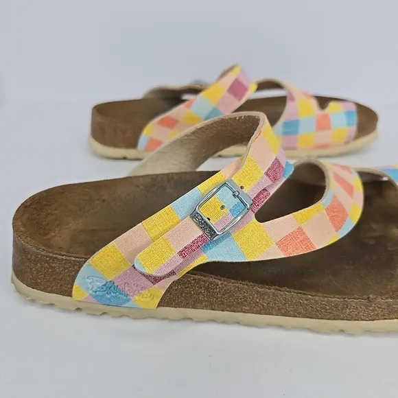 Birkenstock Birkis Lennox Plaid Birko Flor Sandals Size 9 Summer Fun 260 EU 40