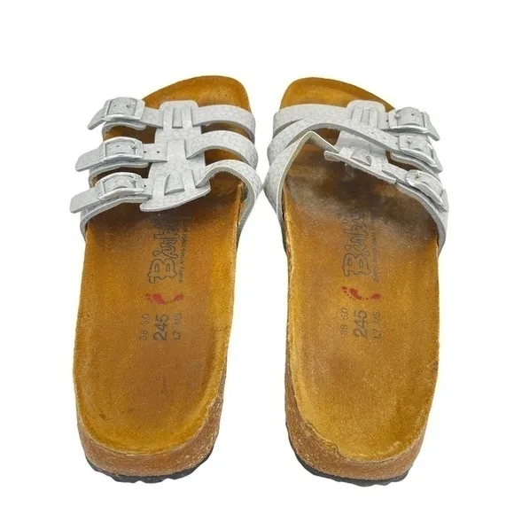 Birkenstock Birki’s Silver Printed Slip On Sandals