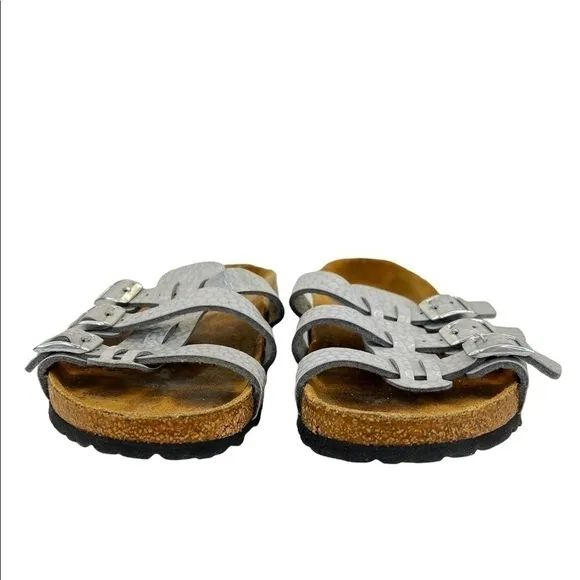 Birkenstock Birki’s Silver Printed Slip On Sandals
