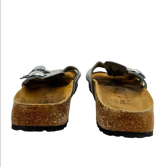 Birkenstock Birki’s Silver Printed Slip On Sandals