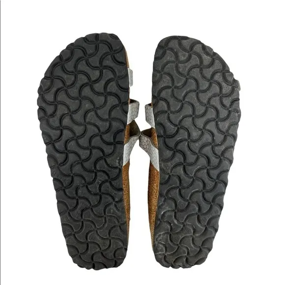Birkenstock Birki’s Silver Printed Slip On Sandals