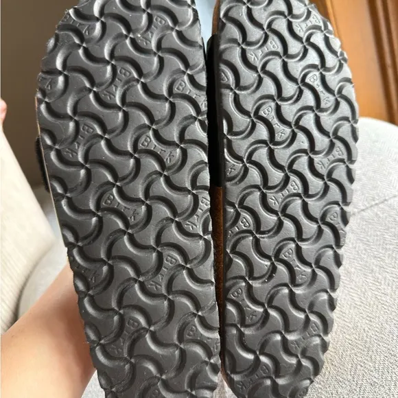 Birkenstock Black and Gold Sandals with Contoured Footbed