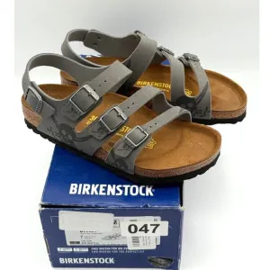 Birkenstock Canberra Kids Birko Flor Sandals Dark Gray Skull Size US5 EU36