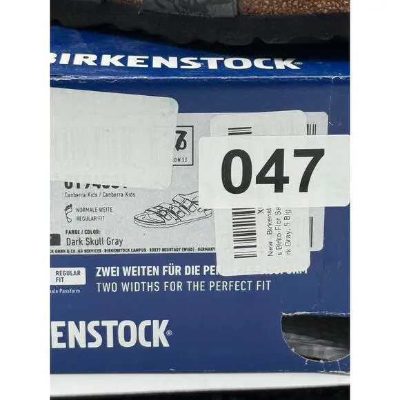 Birkenstock Canberra Kids Birko Flor Sandals Dark Gray Skull Size US5 EU36