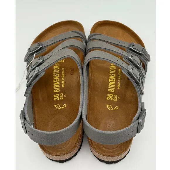 Birkenstock Canberra Kids Birko Flor Sandals Dark Gray Skull Size US5 EU36