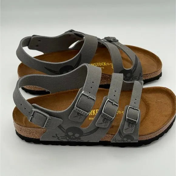 Birkenstock Canberra Kids Birko Flor Sandals Dark Gray Skull Size US5 EU36