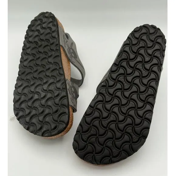 Birkenstock Canberra Kids Birko Flor Sandals Dark Gray Skull Size US5 EU36