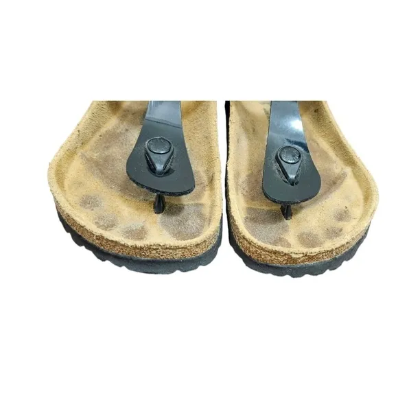 Birkenstock Gizeh Black Patent Sandals Size EU 38/US 7