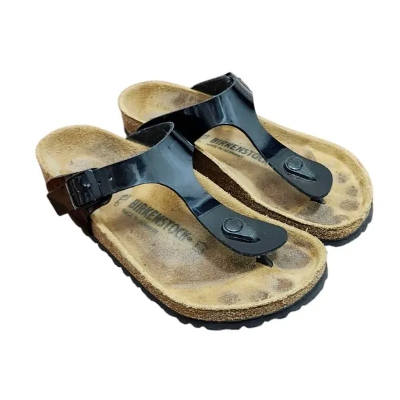 Birkenstock Gizeh Black Patent Sandals Size EU 38/US 7