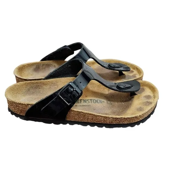 Birkenstock Gizeh Black Patent Sandals Size EU 38/US 7