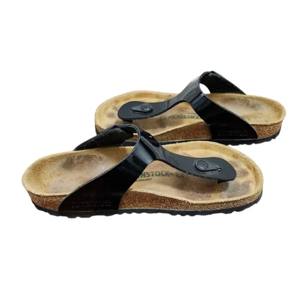 Birkenstock Gizeh Black Patent Sandals Size EU 38/US 7
