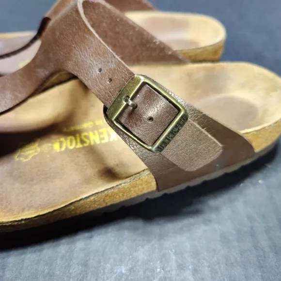 Birkenstock Gizeh Metallic Brownish Antique Leather Sandal Unisex Slip On L6 M4