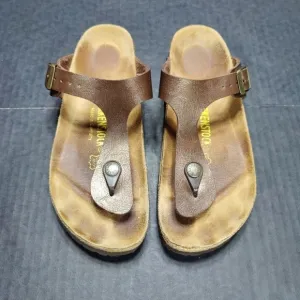 Birkenstock Gizeh Metallic Brownish Antique Leather Sandal Unisex Slip On L6 M4