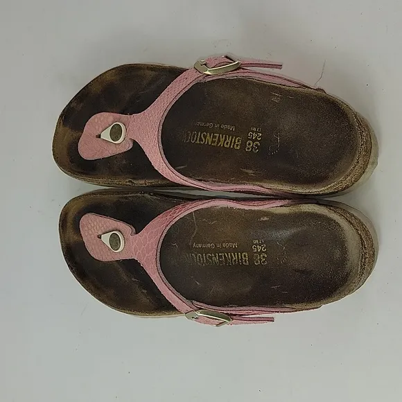 Birkenstock Gizeh Pink Snakeskin Women's Sandals