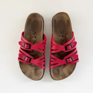 Birkenstock Granada Sandals Betula Leather Two Strap Classic Red Narrow 7/ 38