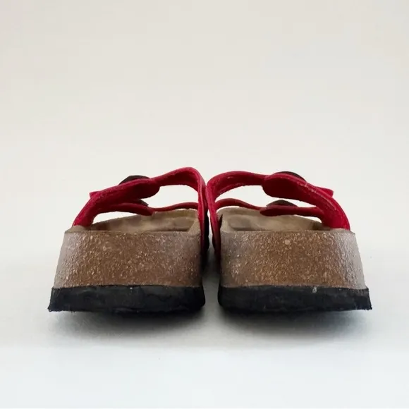 Birkenstock Granada Sandals Betula Leather Two Strap Classic Red Narrow 7/ 38