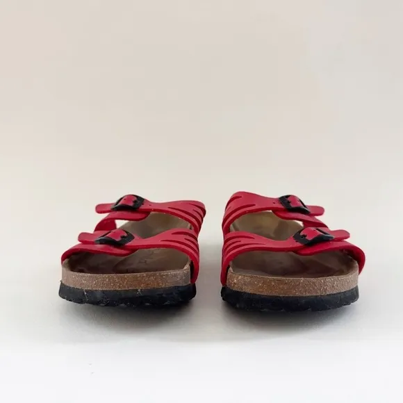 Birkenstock Granada Sandals Betula Leather Two Strap Classic Red Narrow 7/ 38