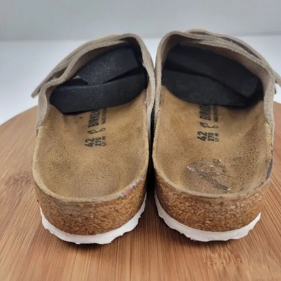 Birkenstock Kyoto Suede Tan Camo Taupe Sandals - Men Size US 9 EU 42 Regular