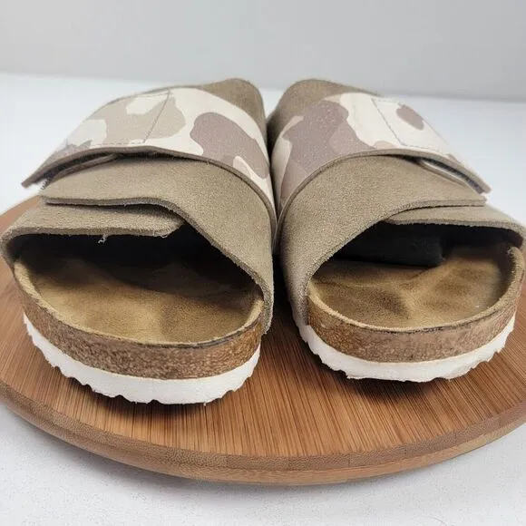 Birkenstock Kyoto Suede Tan Camo Taupe Sandals - Men Size US 9 EU 42 Regular