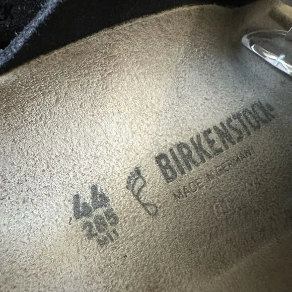 BIRKENSTOCK Kyoto Wide Strap Slide Sandals in Navy Nubuck Suede
