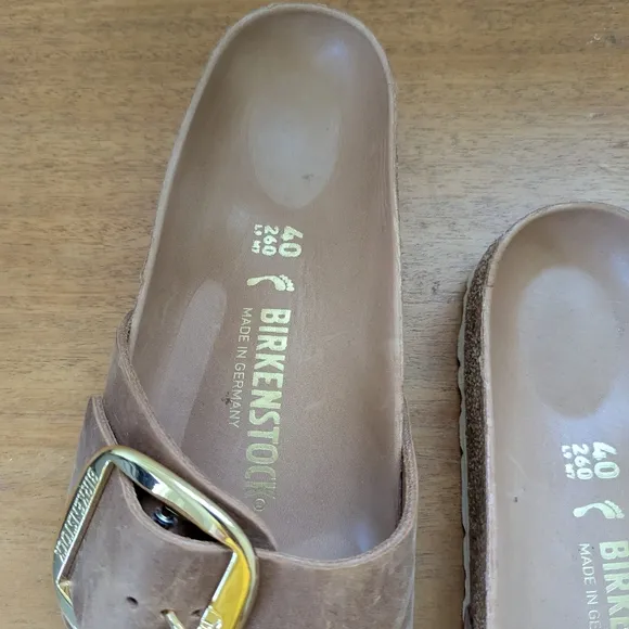 BIRKENSTOCK Madrid Big Buckle Sandal Cognac Oiled Leather Brown Slip On