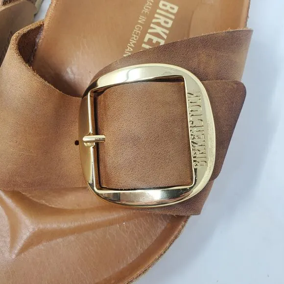 Birkenstock Madrid Big Buckle Sandals Cognac Oiled Leather Size 40 Narrow Fit