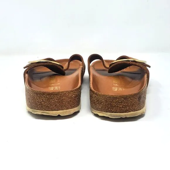 Birkenstock Madrid Big Buckle Sandals Cognac Oiled Leather Size 40 Narrow Fit