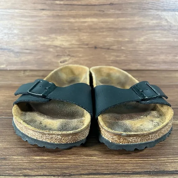 Birkenstock Madrid Black Leather Slides Sandals Slip-On Shoe Women’s Size 7 (38)