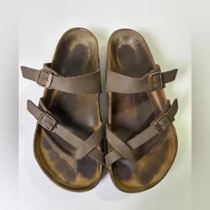 Birkenstock Mayari Mocha Brown Leather Slip On Sandals 39 8 8.5