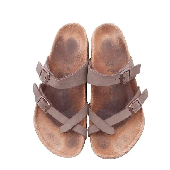 Birkenstock Mayari Slide Sandals Unisex Sz 37 Light Brown Leather Slip On Casual