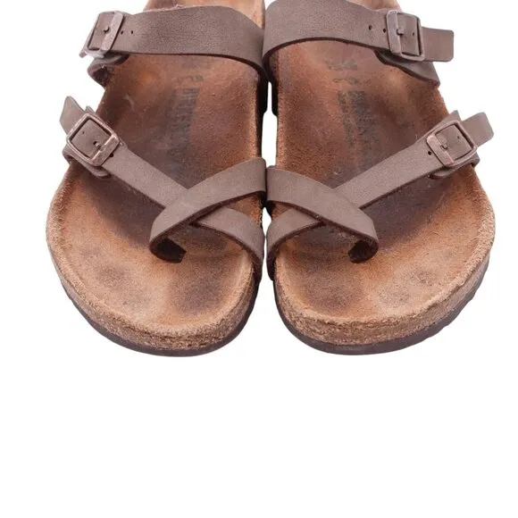 Birkenstock Mayari Slide Sandals Unisex Sz 37 Light Brown Leather Slip On Casual
