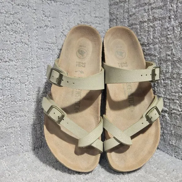 Birkenstock Mayari Unisex Size EU37 US L6M4 Birko-Flor Faded Khaki Vegan Sandals