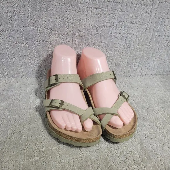 Birkenstock Mayari Unisex Size EU37 US L6M4 Birko-Flor Faded Khaki Vegan Sandals
