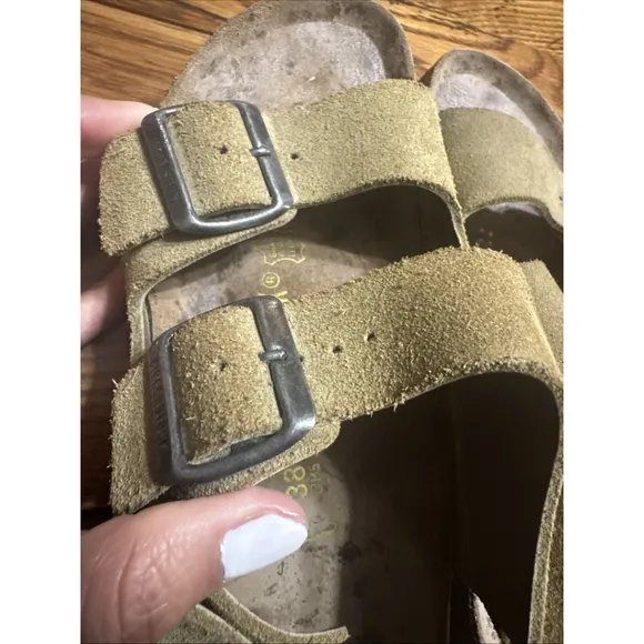 Birkenstock Milano Mens Sz 5/7 EU38 Comfort Slingback Sandals Khaki Brown Nice
