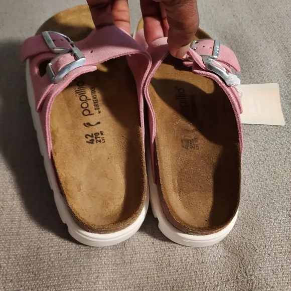 BIRKENSTOCK PAPILLIO Arizona Platform Chunky Suede Leather Sandals Sz-11