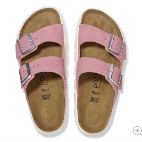 BIRKENSTOCK PAPILLIO Arizona Platform Chunky Suede Leather Sandals Sz-11