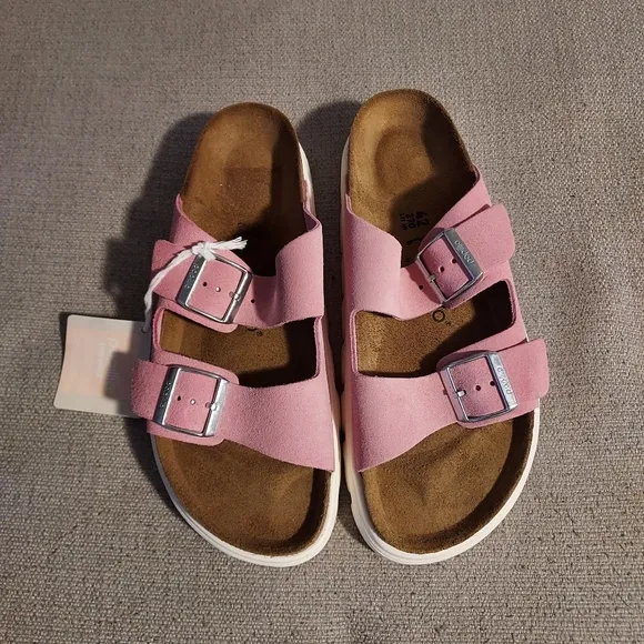 BIRKENSTOCK PAPILLIO Arizona Platform Chunky Suede Leather Sandals Sz-11