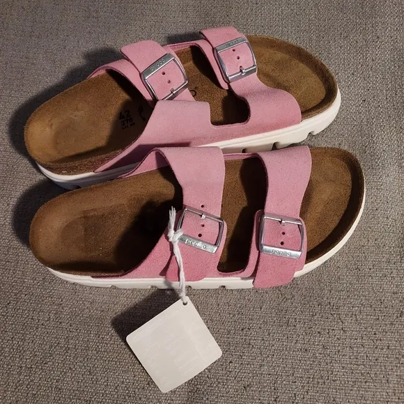 BIRKENSTOCK PAPILLIO Arizona Platform Chunky Suede Leather Sandals Sz-11