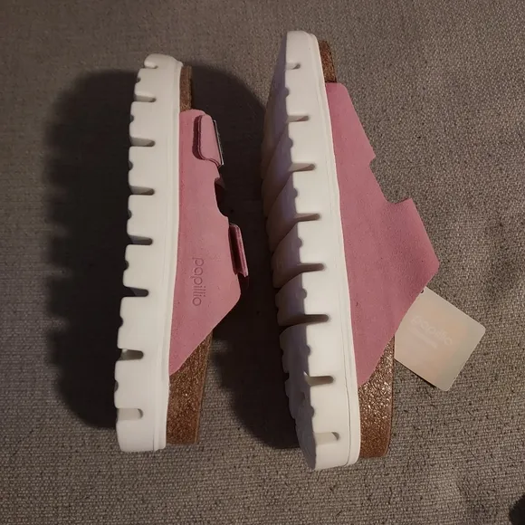 BIRKENSTOCK PAPILLIO Arizona Platform Chunky Suede Leather Sandals Sz-11