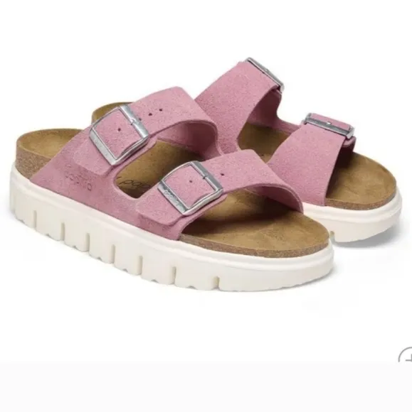 BIRKENSTOCK PAPILLIO Arizona Platform Chunky Suede Leather Sandals Sz-11