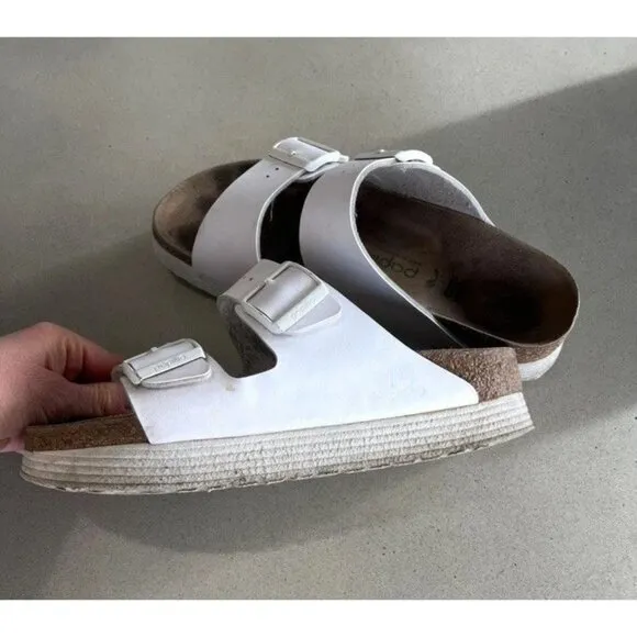 Birkenstock Papillio Arizona Vegan Women's Sandals 40 9 White Slip On Platforms