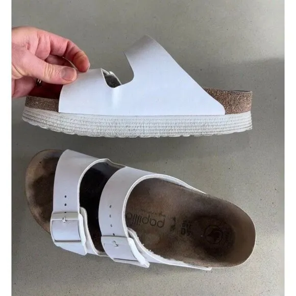 Birkenstock Papillio Arizona Vegan Women's Sandals 40 9 White Slip On Platforms