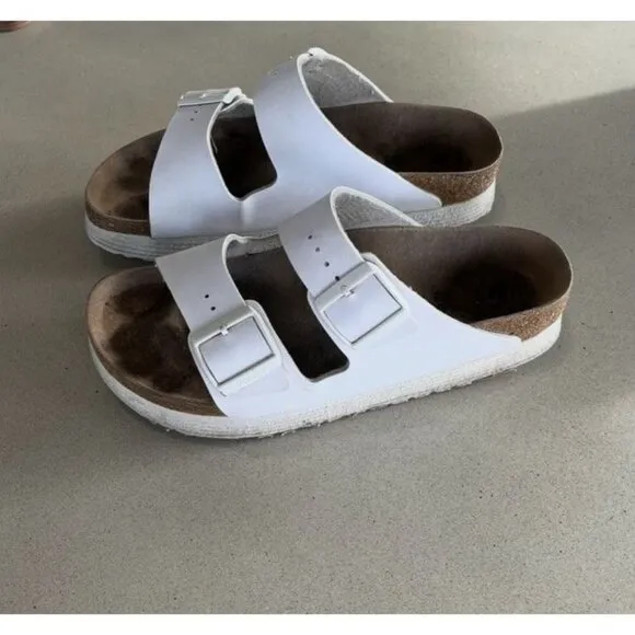 Birkenstock Papillio Arizona Vegan Women's Sandals 40 9 White Slip On Platforms