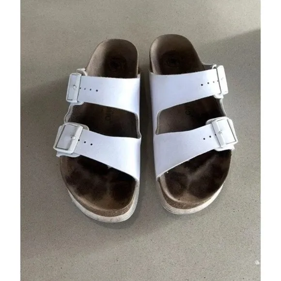 Birkenstock Papillio Arizona Vegan Women's Sandals 40 9 White Slip On Platforms