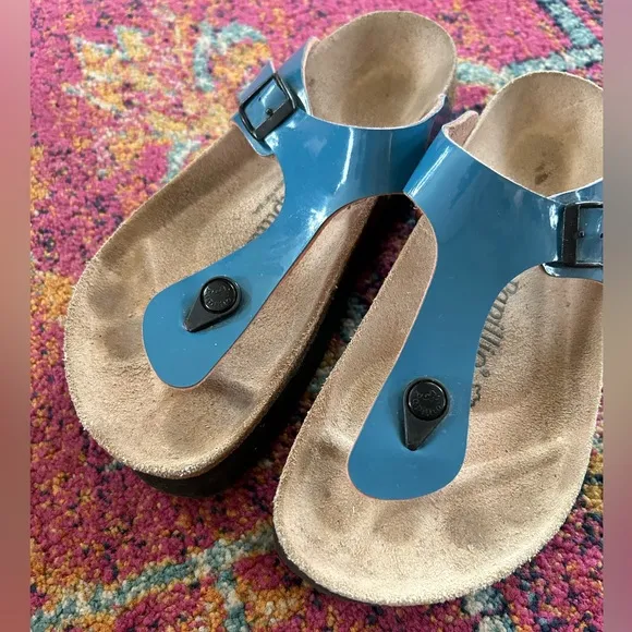 Birkenstock Papillio | Women's gentle blue Papillio Gizeh Platform Sandal, sz 8W