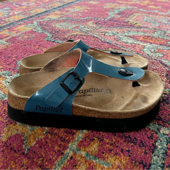 Birkenstock Papillio | Women's gentle blue Papillio Gizeh Platform Sandal, sz 8W